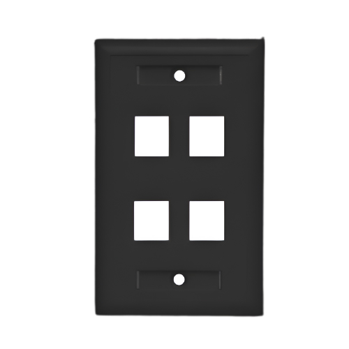FACEPLATE CARGADO 4P NEGRO (CAT5E) (T568 B)